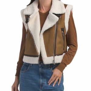 Jason Wu Tan and Cream Shearling Vest